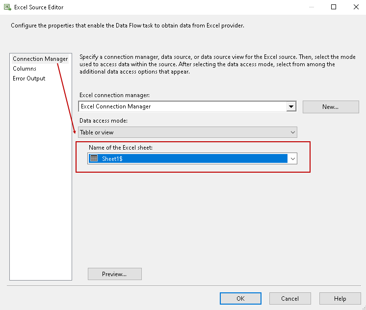 Select the sheet that contains data