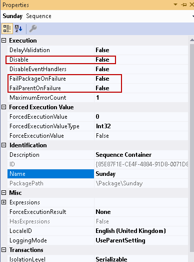 Sequence container properties