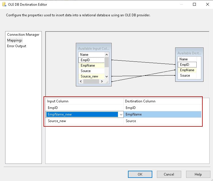 Validate mapping with new columns