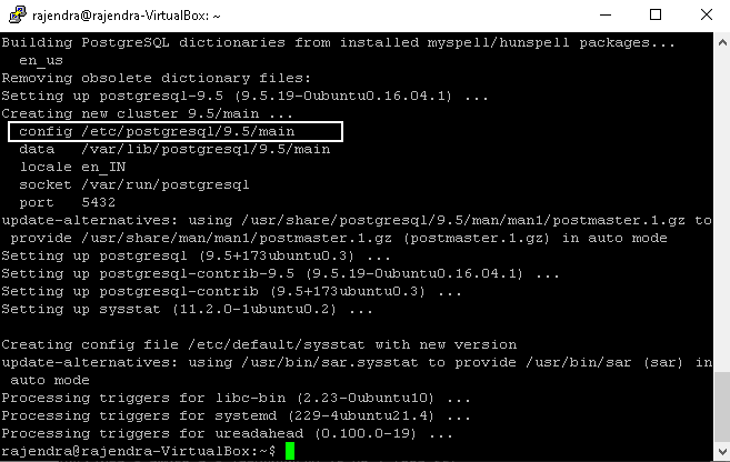 configuration of PostgreSQL 