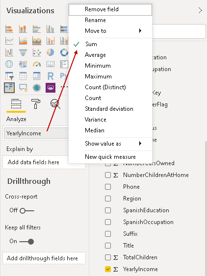 Different options for data aggregate