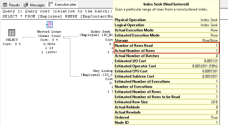 Index seek property