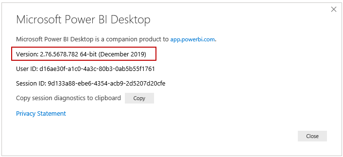 Power BI Desktop version