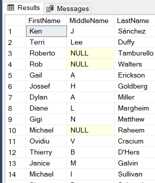 sp_executesql example result for 3 column