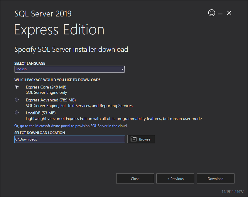 download microsoft sql express 2012 with tools