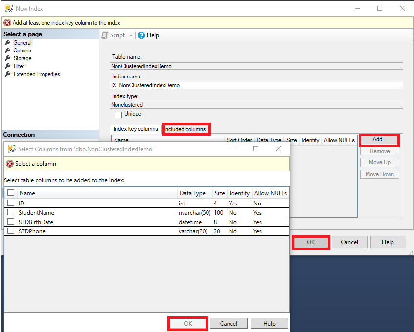 SQL Server Index Creation_Add columns