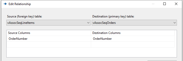 Verify the relatinship between the vAssocSqlLineItems and vAssocSeqOrders views.