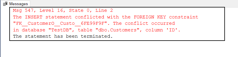 Foreign key constraint conflict error