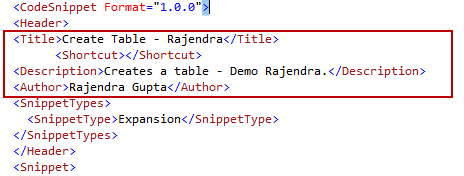 Modify title, description, description and author of the new code snippet