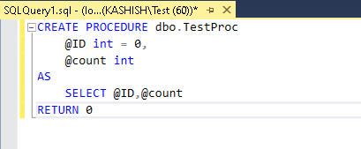 procedure name and parameters