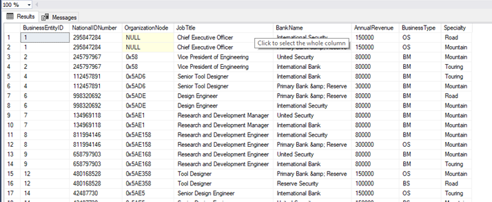 Querying XML data type