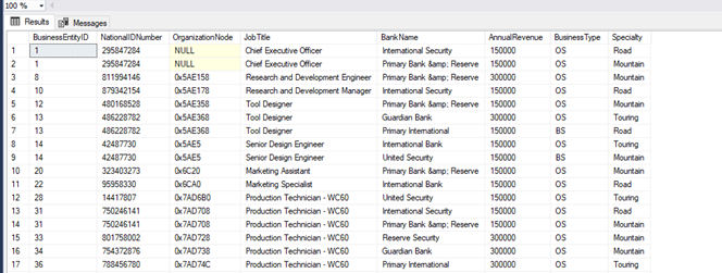 Querying XML data type