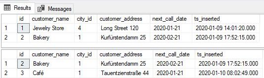 set returned by 2 queries