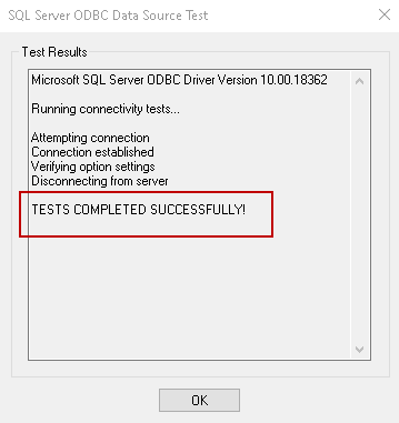 Successful test message