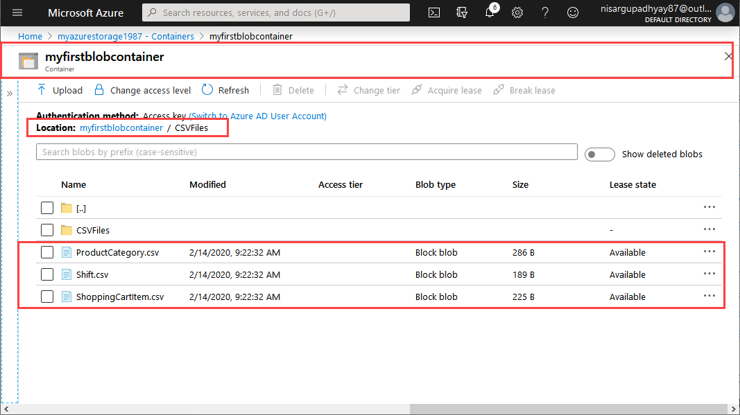 View files in Azure blob storage container