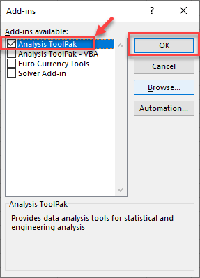 Analysis ToolPak