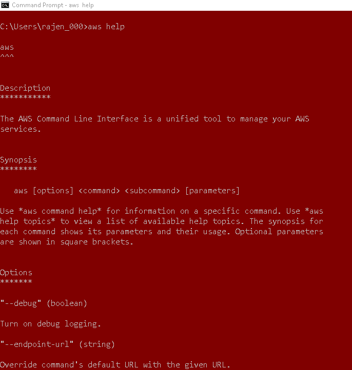 aws help command 