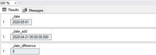 date & time functions - DATEFROMPARTS, DATEADD, DATEDIFF