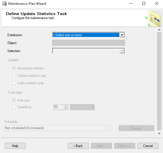 Define update statistics task