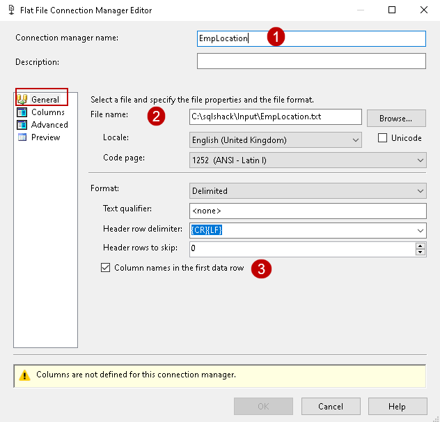 Flat File connection Editor