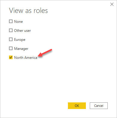 Selecting North America as the role