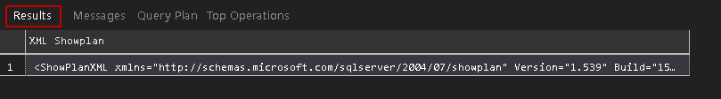 XML query plan in Result tab