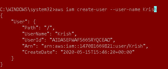 Create IAM user using the AWS CLI