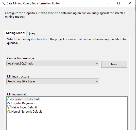 Data Mining Query Transformation Editor