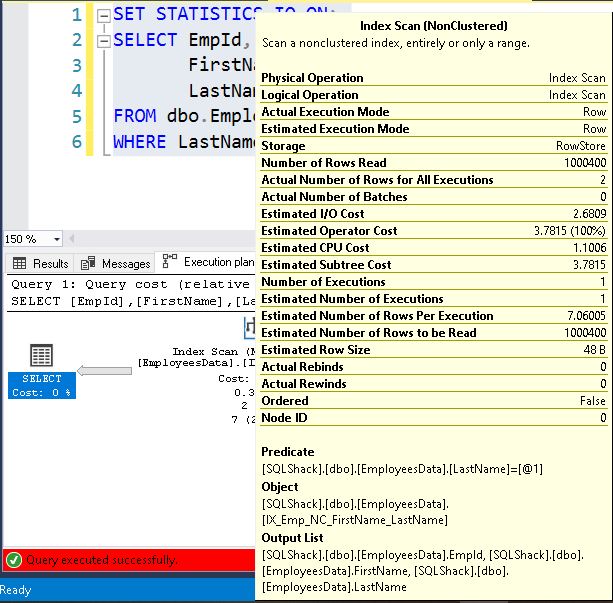 Index seek converts to Index Scan