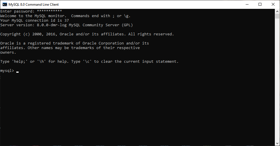 MySQL create table example: Open MySQL command-line