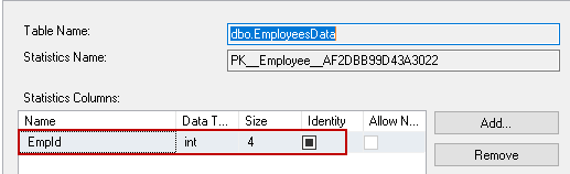 Primary key SQL Server Update statistics