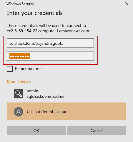 RDP in the EC2 instance 