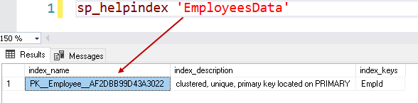 sp_helpindex system procedure