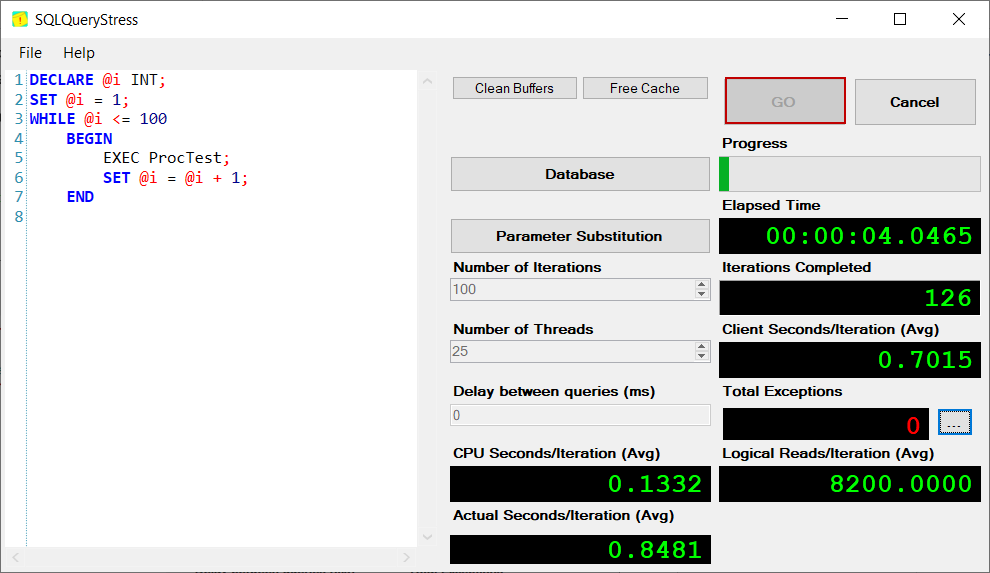 Starting SQLQueryStress