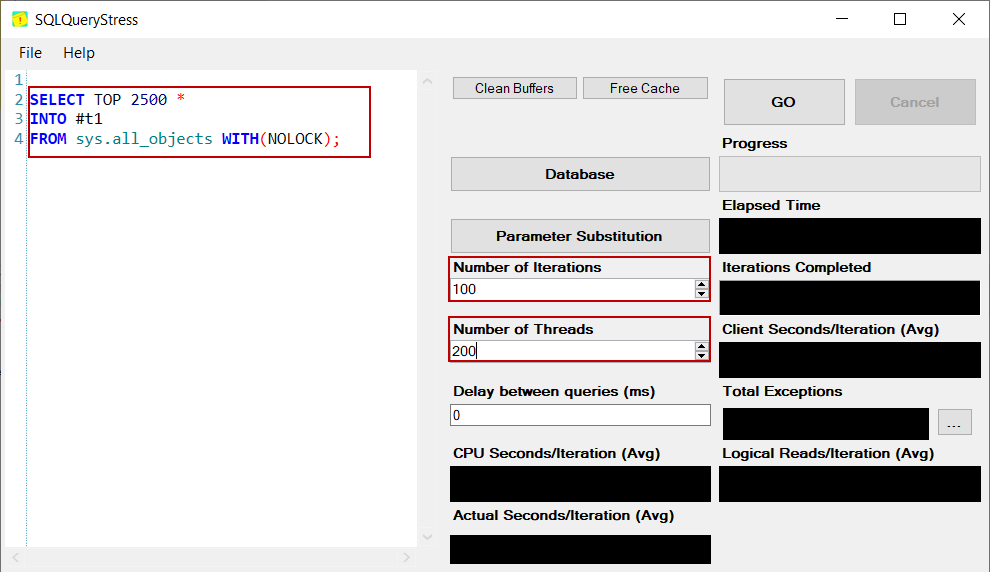 Using SQLQueryStress for TempDB  database contention