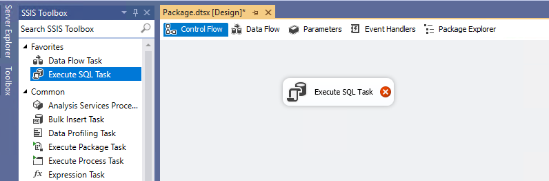 Add an Execute SQL Task 