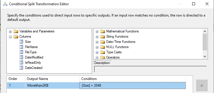 Conditional Split configuration.