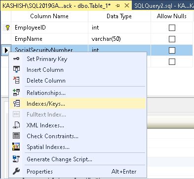 Określenia w SQL: Indexes/keys