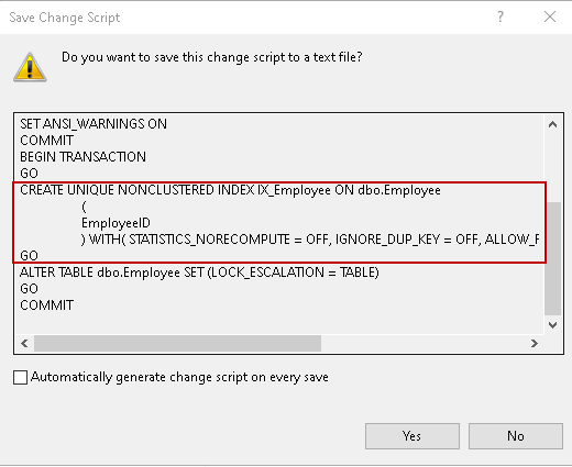 Einschränkungen in SQL: Skript ansehen