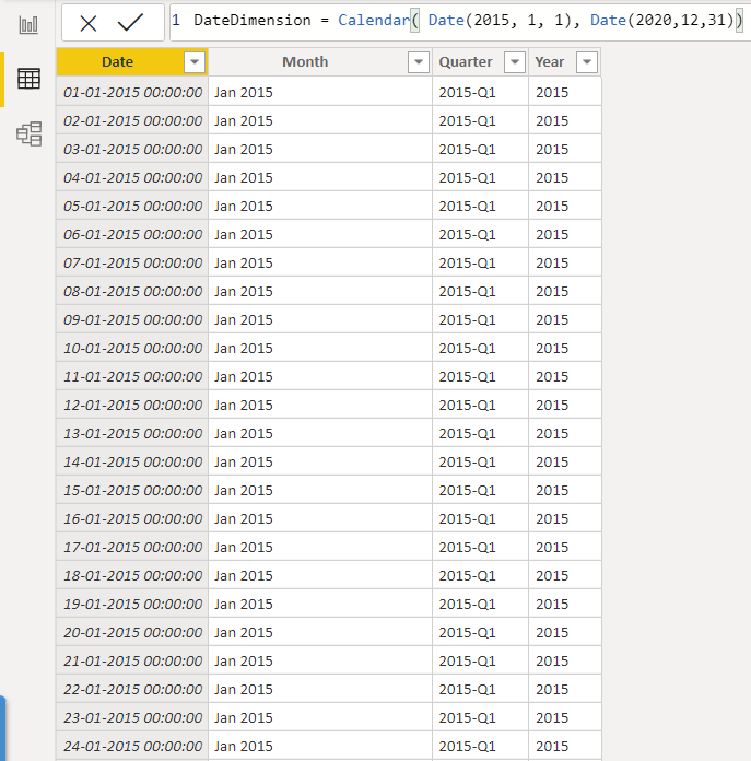 Using a Date Dimension Table in Power BI