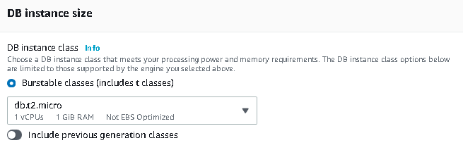 DB instance size