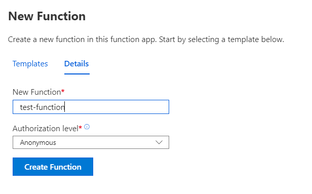 Function Name and Authentication Level