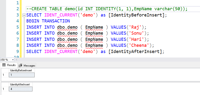 IDENTITY columns 