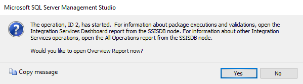 Operation ID for SSIS package