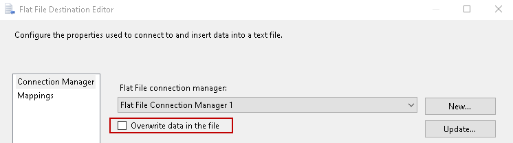 Overwrite data in the file 