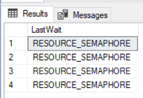 Resource semaphore waits appear as frequent waits when looking at running queries