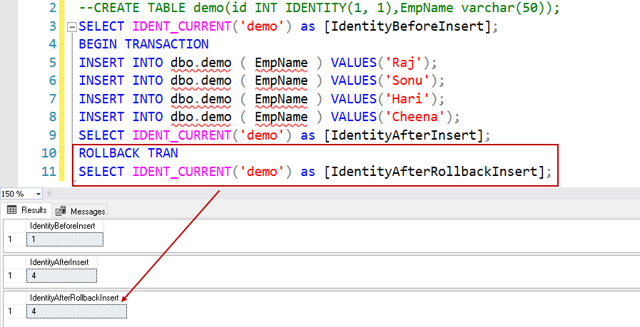 Rollback sql