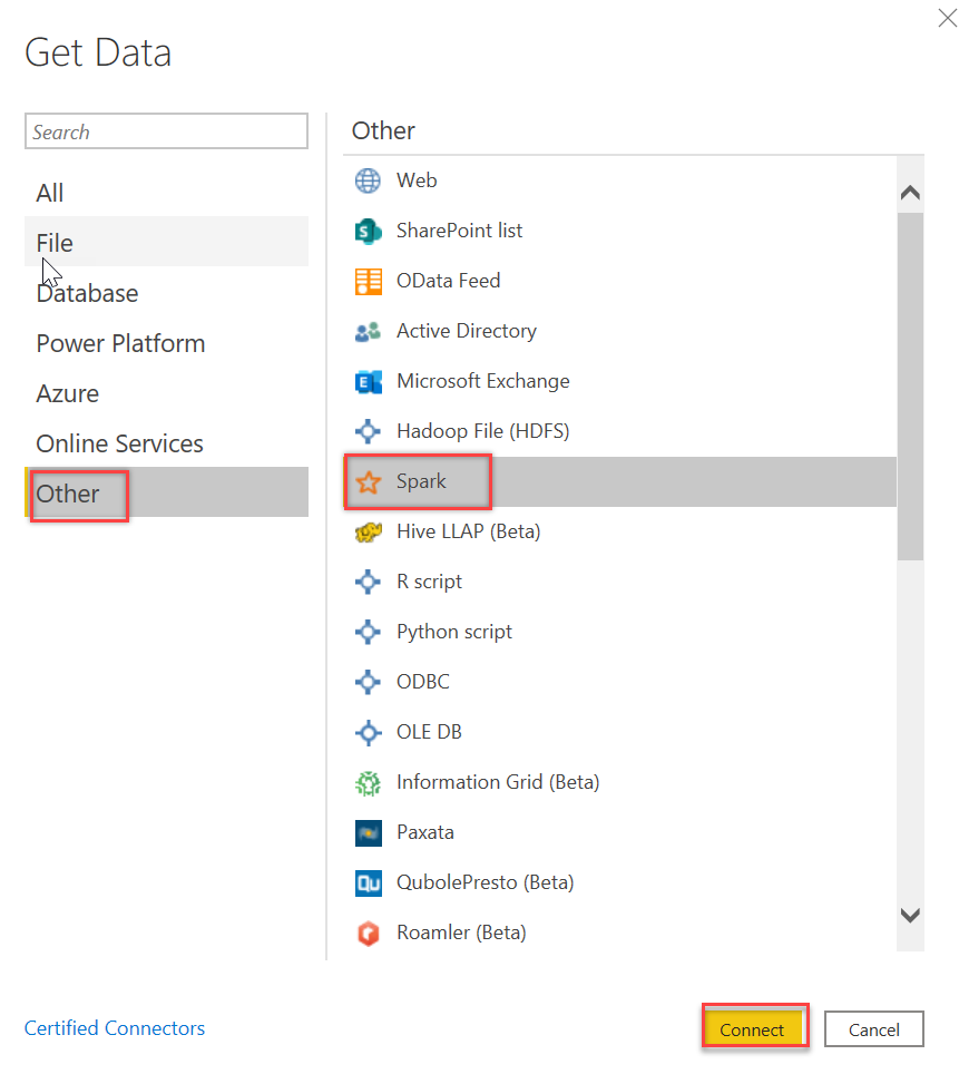 Spark Connector in Power BI Desktop