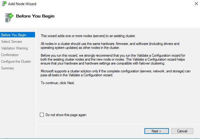 Add a new node into the existing failover cluster