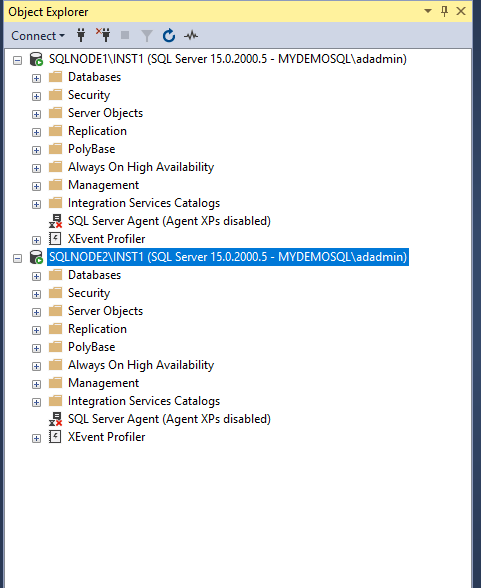 Connect to both SQL nodes